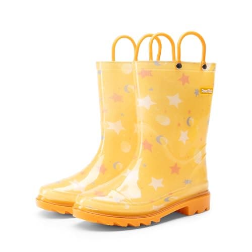 DREAM PAIRS Kids Rain Boots Cute Lightweight Waterproof with Pull-on Handles for Girls & Boys Toddler Outdoor Play,Size 9 Toddler,Orange,KKUMRB2507