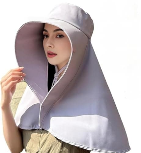 Sun Hats for Women Sun Protection Wide Brim Shawl with Neck Flap Hiking Visor Hat Outdoor Summer Beach Hat Fishing Hat Gray