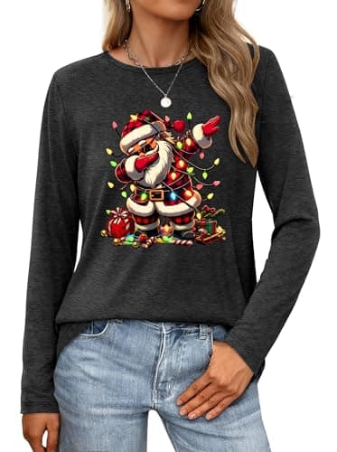Ithalt Six Seven Shirts for Women Christmas 6 7 Meme Tshirt Funny Long Sleeve Tops(Grey3, Small)
