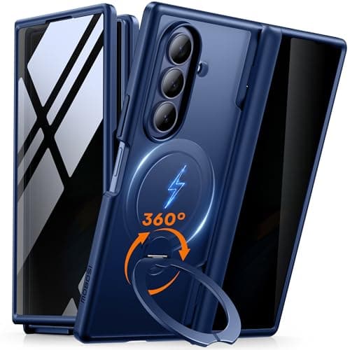MOBOSI for Z Fold 7 Case with Rotatable Ring Stand & Privacy Screen Protector, Compatible with Magsafe, 18FT MIL-Grade Protection, Magnetic Shockproof Slim Case for Samsung Galaxy Z Fold7, Blue