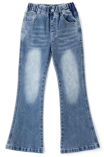 KIDSCOOL Girls Flare Jeans 18M-14T Bell Bottom Elastic Waist Denim Pants