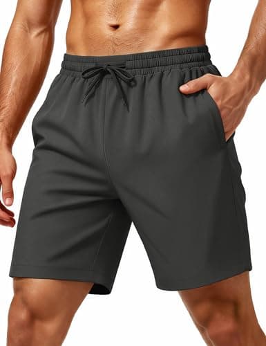 MAGCOMSEN Men's Athletic Running Shorts 7" Quick Dry Workout Gym Shorts with Pockets Basketball Sports Grey S