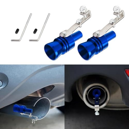 QZTYTY 2PCS Turbo Sound Whistle Simulator, Car Turbo Whistle Car, Aluminum Alloy Universal Turbo Sound Exhaust Muffler Pipe Whistle, Automotive Replacement Exhaust Mufflers Fit Car Truck (Blue)