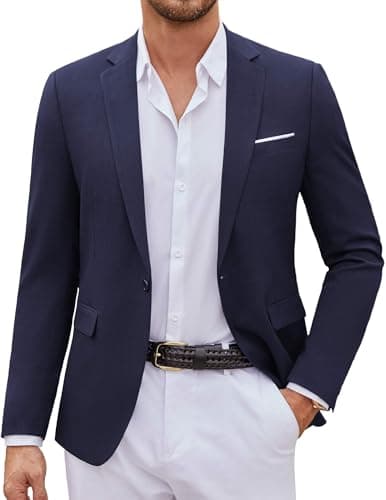 COOFANDY Casual Slim Fit Sport Coats for Men Regular Fit Big and Tall One Button Formal Blazer Jacket, Dark Blue, Small