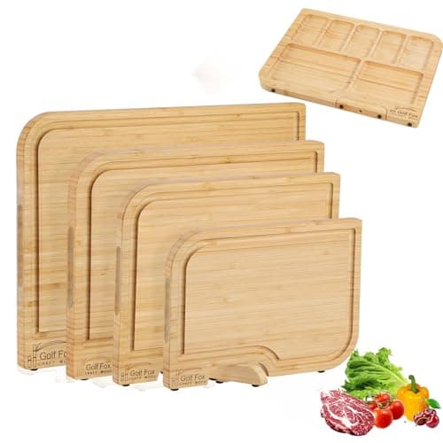 Golffox Wood Cutting Board Set, Bamboo Chopping & Charcuterie for Kitchen