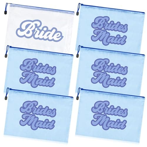 SOIDRAM 6PCS Bridesmaid Makeup Bag Clear Zippered Bag Bridesmaid Proposal Gifts Cosmetic Pouch for Wedding Party Favors Bachelorette Party Decorations Toiletry Organizer Bag Cosmetic Case Gift