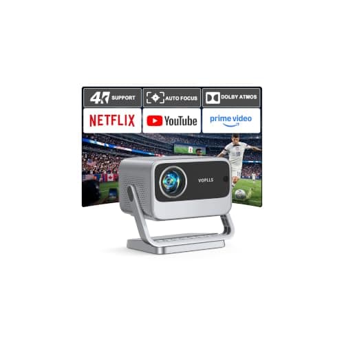 [Officially-Licensed APP] 4K Projector with WiFi and Bluetooth, Auto Focus Keystone Smart Projector, Outdoor Projector with Adjustable Stand for Home Bedroom