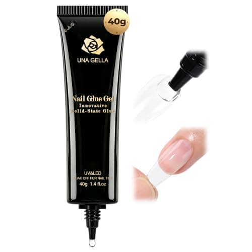 UNA GELLA Gel Nail Glue, Solid Nails Gl ue Gel 40g Lamp Curing Needed Soak Off G LUE Strong Nail G LUE G el for Acrylic Fake Nails Tips Extension Press On Nails for Gelly Tips