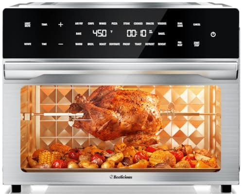 32QT Air Fryer Toaster Oven Combo with Rotisserie, Turbo Convection, Silver