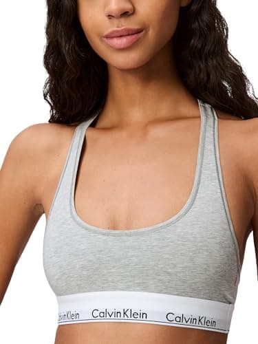 Calvin Klein Modern Cotton Unlined Wireless Bralette, Grey Heather, Medium