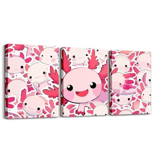 Feelyou Boys Girls Cute Axolotl Canvas Wall Art for Living Room Bedroom