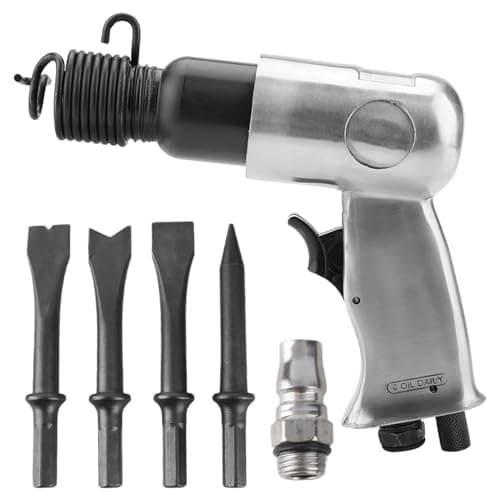 , Semme 4500 BPM Air Chisel with 4 Piece Chisel Punch Bits Tools, Industrial Handle Straight Type Pneumatic Hammer Tool, for General Cutting, Drilling, Rusting Removal, and Scraping