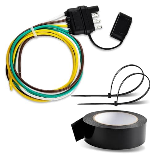 SHBAIWENTONG 25" 4-Way Flat Trailer Wire Harness, 16AWG 4-Pin Male Connector with Dust Cover, Replacement Trailer-Side Plug for Marine, ATV, Motorcycle, and Utility Trailers