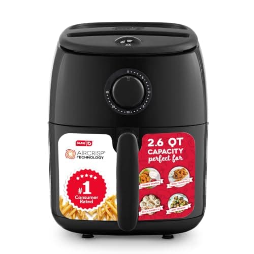 Dash Tasti-Crisp Small Air Fryer, 2.6 Quart, 1-2 People, Black