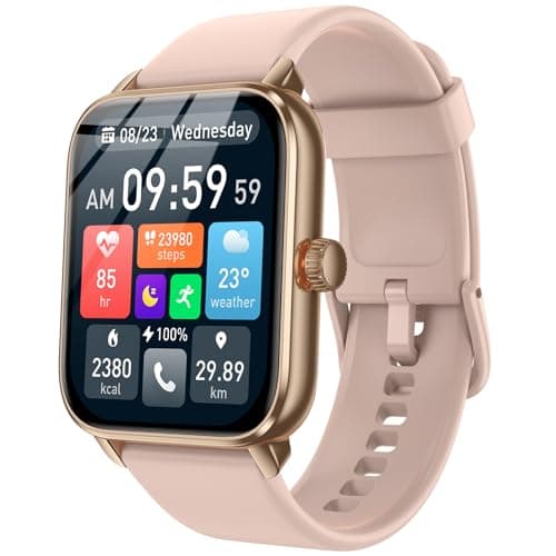 Smart Watches for Men Women with Alexa Built-in, Bluetooth Call, 1.85" HD Touchscreen, 120+ Sport Modes, IP68 Waterproof, 7-Day Battery, 24/7 Heart Rate & Sleep Monitor for Android iPhone (Pink)