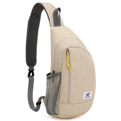 SKYSPER Sling Bag RFID Crossbody Sling Backpack Cross Body Shoulder Travel Bag Hiking Daypack for Women Men(Beige)