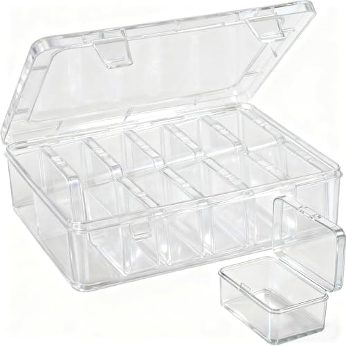 Mathtoxyz 2PCS Bead Organizers and Storage Box, Medium Size Case Plastic Container for Sewing Clay Beads Craft and Jewelry Making
