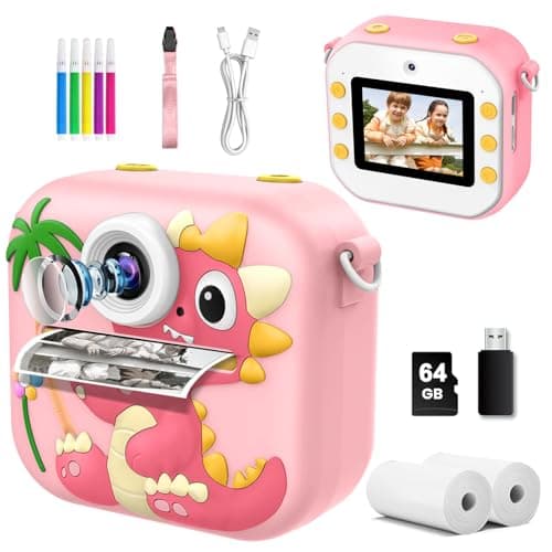 Kids Camera Instant Print, 64GB 1080P Dual-Lens Selfie Instant Cameras Video, 48MP Birthday Gifts Instant Print Camera for Kids with Print Paper,Gift for Girls Age 3 4 5 6 7 8 9 10 11 Toddler Toy