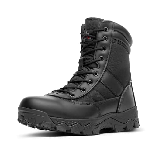 NORTIV 8 Men's Tactical Military Work Boots Side Zipper Outdoor Motorcycle Combat Boots 8 Inches 2.0 Trooper-pro,Size 12,Black,TROOPER-PRO