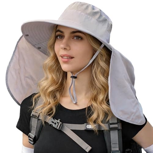 HUAMULAN Men Women Wide Brim Summer Sun Hat with Detachable Neck Flap Cover