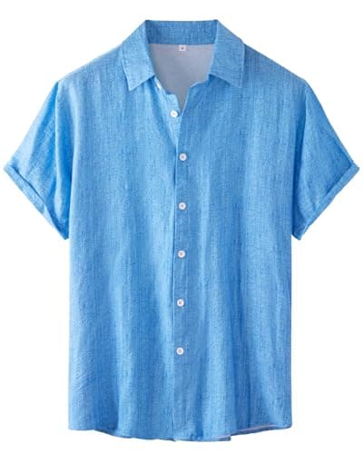 BOJIN Hawaiian Shirt for Men Button Down Shirts CS192A Blue 2X
