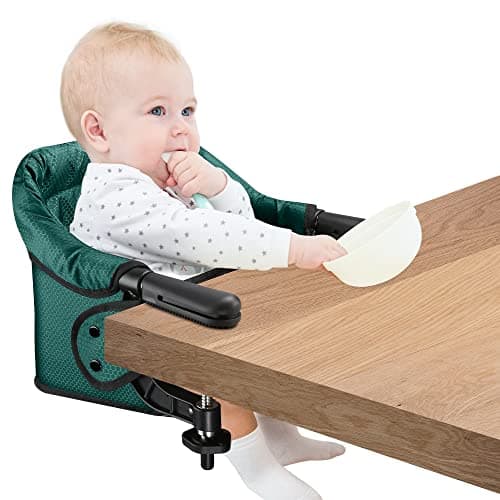 Hook On Chair, Portable Table High Chair, Folding Compact Baby Seat with Storage Bag for Indoor/Outdoor(Green)