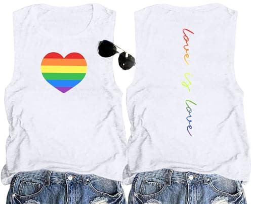 Gay Pride Tank Top Women: Pride LGBTQ Tank Tops Rainbow Heart Graphic Shirt LGBT Equality Sleeveless Tops