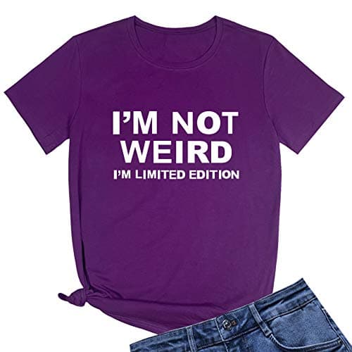 LOOKFACE Women Graphic Tops Printed Graphic T-Shirts Purple Medium