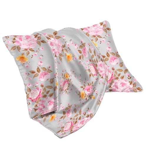 Sinpooo Satin Pillowcase for Hair and Skin, Softer Than Mulberry Silk Pillow Cases 2 Pack, Satin Pillowcases with Zipper, Cooling Pillow Cases Queen Size Set of 2, Gray Rose