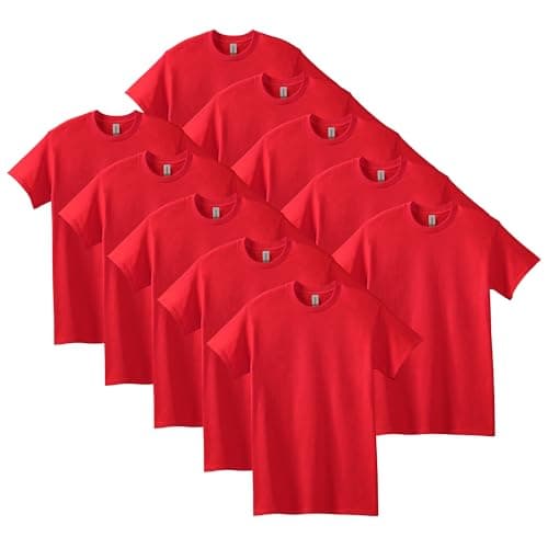 Gildan Men's Heavy Cotton T-Shirt, Style G5000, Multipack, Red (10-Pack), 4X-Large