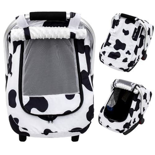 Baby Car Seat Cover, Extra Large Mesh Carseat Cover for Boys Girls, Infant Car Seat Cover with Privasy Sunshades & 3D Mink Dot, Universal Baby Carrier Cover for All Season