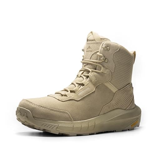 NORTIV 8 Men's Waterproof Tactical Work Winter Boots Cushion Sole Lightweight Leather Non-Slip Combat Boots with Arch Support for Military Motorcycle Hiking HydroRange,Size 8.5,Sand,NMUMMT2502