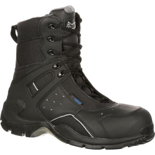 ROCKY 1st Med Carbon Fiber Toe Puncture-Resistant Side-Zip Waterproof Public Service Boot, Black, Size 6.5(ME)
