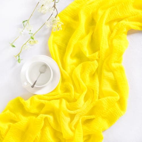 DeZerlor Lemon Yellow Cheesecloth Table Runners 2 Pack Summer Runners