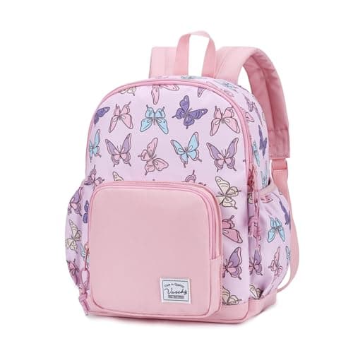 VASCHY Small Toddler Backpack for Girls, Cute 12in Mini Backpack for 3-4Years Baby Kids with Chest Buckle Pink Butterfly