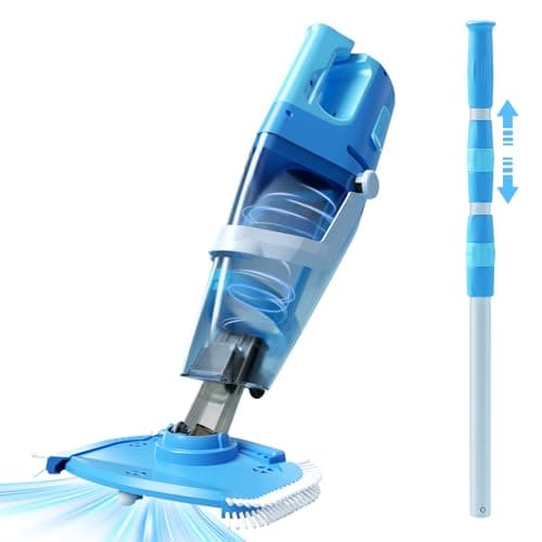 Cordless Pool Vacuum, 1950 GPH Powerful Suction, Handheld Pool Cleaner with Telescopic Pole, 60 Min Runtime, 2L Large Capacity, Rechargeable for Above Ground & Inground Pools, Spas & Hot Tubs