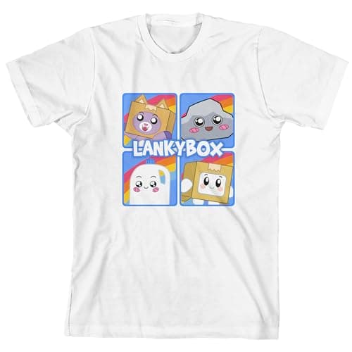 Lanky Box Clipped Characters Toddler White Crew Neck Short Sleeve Tee-2T