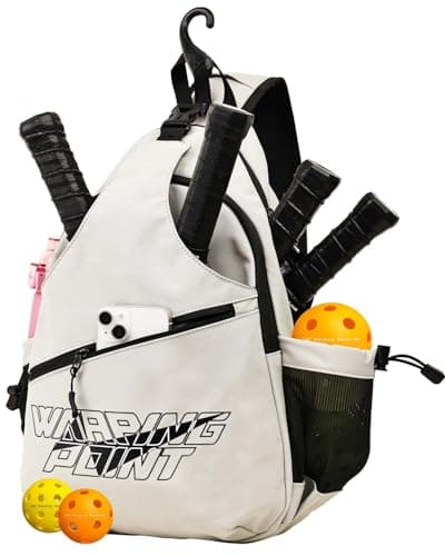 Warping Point Grey Pickleball Bag, Crossbody Adjustable Sling Bags for Women Men, Pickleball Backpack with Wet and Dry Separated Compartment, Fence Hook, Gifts for Pickleball Lovers