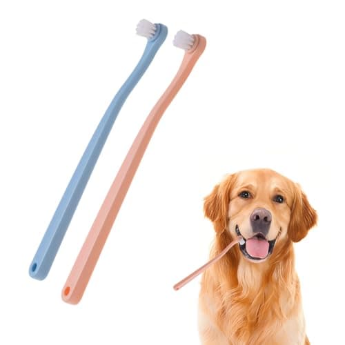 OYWOBET 2 Pcs Toothbrush Kit (Pink&Blue), Dog and Cat Toothbrush Kit with Soft Brush for Puppy, Kitten, Small Pets to Deep Dental Cleaning