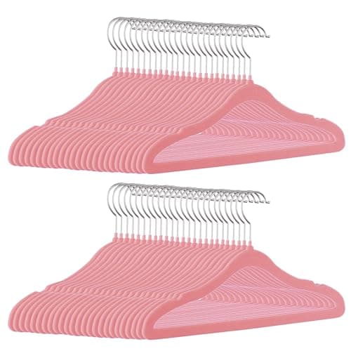 GoodtoU Velvet Kids Clothes Hangers 50 Pack 14.3 Inch Pink