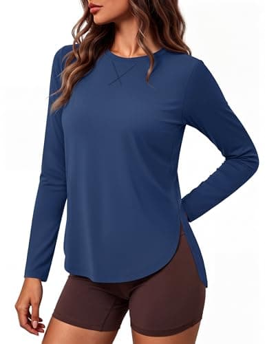 MAGCOMSEN Long Sleeve Tops for Women UPF 50 Moisture Wicking Lightweight Shirts Yoga Swim Athletic Shirt,Bluegrey,S
