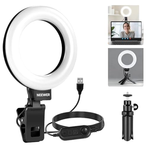 NEEWER Basics 5" Clip on Ring Light for Video Conference Lighting, BR60