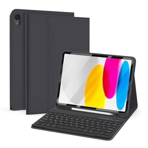 besky for iPad 11th 10th Generation Case with Keyboard - Detachable Bluetooth Keyboard Case with Pencil Holder for iPad 11-inch A16 2025 10th Gen 10.9 Inch 2022 (Black)