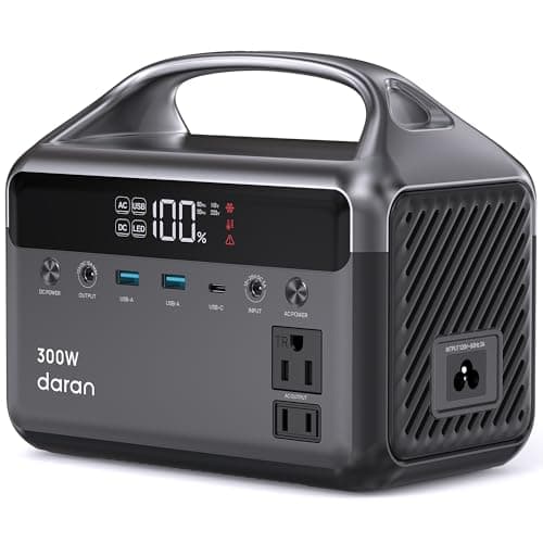 DaranEner Portable Power Station, 300W (Surge 600W) 192Wh Power Bank with 110V AC Outlet, LiFePO4 Battery for Home Emergency, Camping, Travel,& Outdoor Electronics(Option Solar Generator)