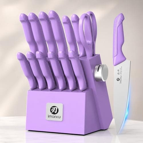 imarku 14-piece Japanese kitchen knife set, including knife block sharpener