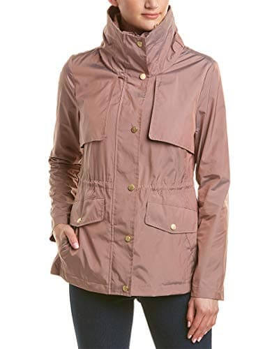 Cole Haan Women's Short Packable rain Jacket, Mauve, Small