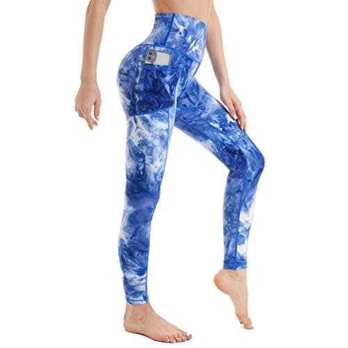 ccko Leggings for Women with Pockets, Womens Yoga Pants Tie Dye Stretch Workout Leggings High Waist Tummy Control, Tie Dye 10, S