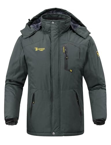 Rdruko Men's Winter Snow Jacket Coat Waterproof Windproof Insulated Ski Snowboard Fleece Jacket (Grey, US XXL)