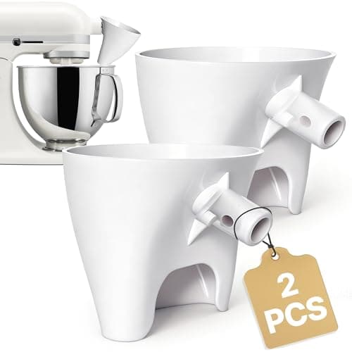 2 Pcs Funnel for Kitchen Aid Mixer, Kitchen Aid Accessories and Attachments for Kitchen Aid Artisan KSM150 4.5-5 Quart Tilt-Head Mixer, Dishwasher Safe Flour Funnel for Kitchen Aid Mixer (milky white)