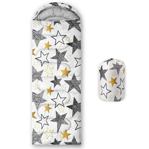 QOOMO Grey Pentagram Waterproof Sleeping Bags for Adults & Kids,Printed Camping Sleeping Bags, 3 Season Warm & Cool Weather,Lightweight,Traveling,and Outdoors,Camping Gear Equipment,31x90inch